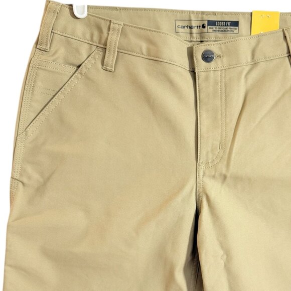 Carhartt Women's Rugged Flex Loose Khaki Canvas Work Shorts Sz 12 NWT 10" Inseam - Picture 3 of 11